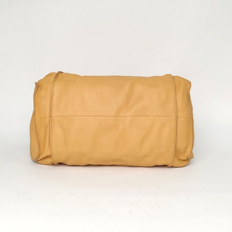 BOTTEGA VENETA 橘色牛皮金扣soft蛙口包斜挎包手提包肩背包-4