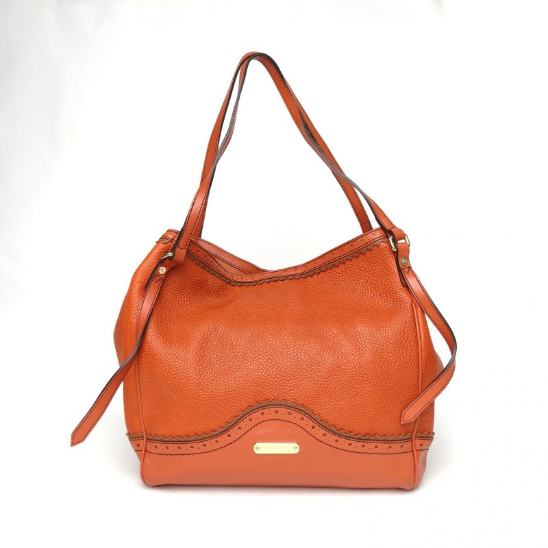 Burberry 髒橘色牛皮金扣單肩包肩背包-0