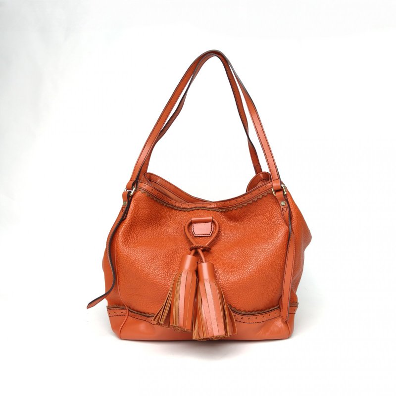 Burberry 髒橘色牛皮金扣單肩包肩背包-2