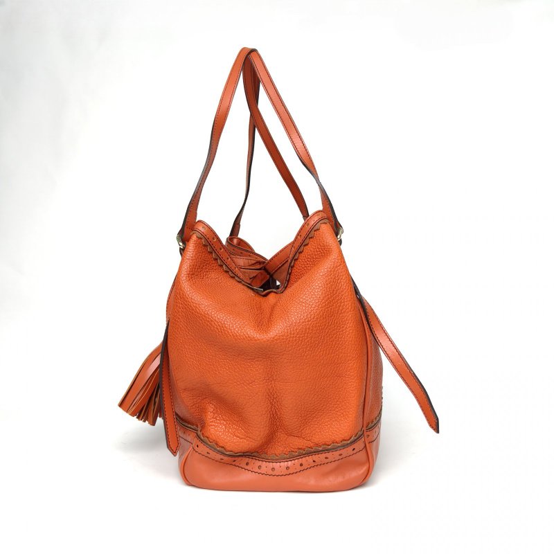 Burberry 髒橘色牛皮金扣單肩包肩背包-3