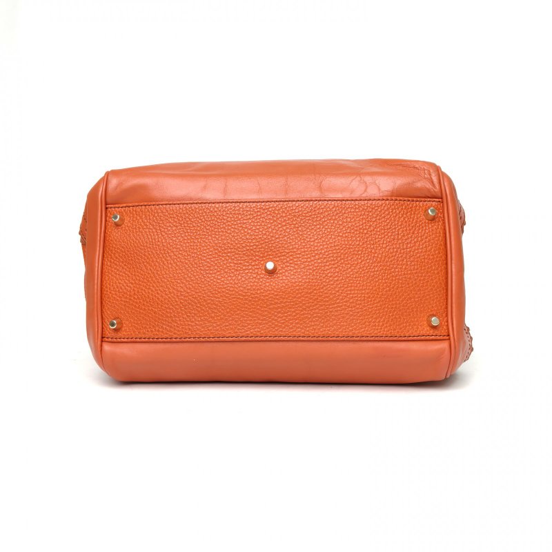Burberry 髒橘色牛皮金扣單肩包肩背包-4