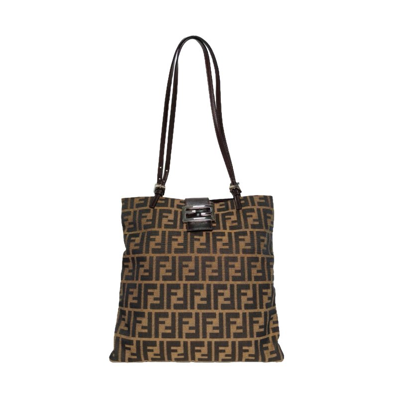 FENDI 老花帆布中古FFlogo豎版手提琴譜包肩背包-0