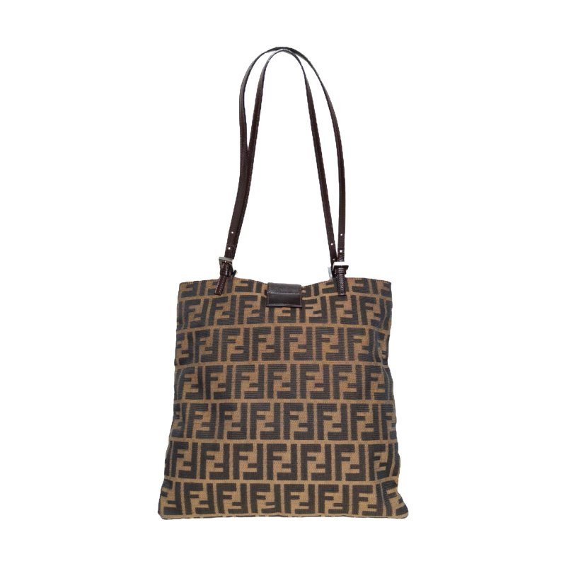 FENDI 老花帆布中古FFlogo豎版手提琴譜包肩背包-2