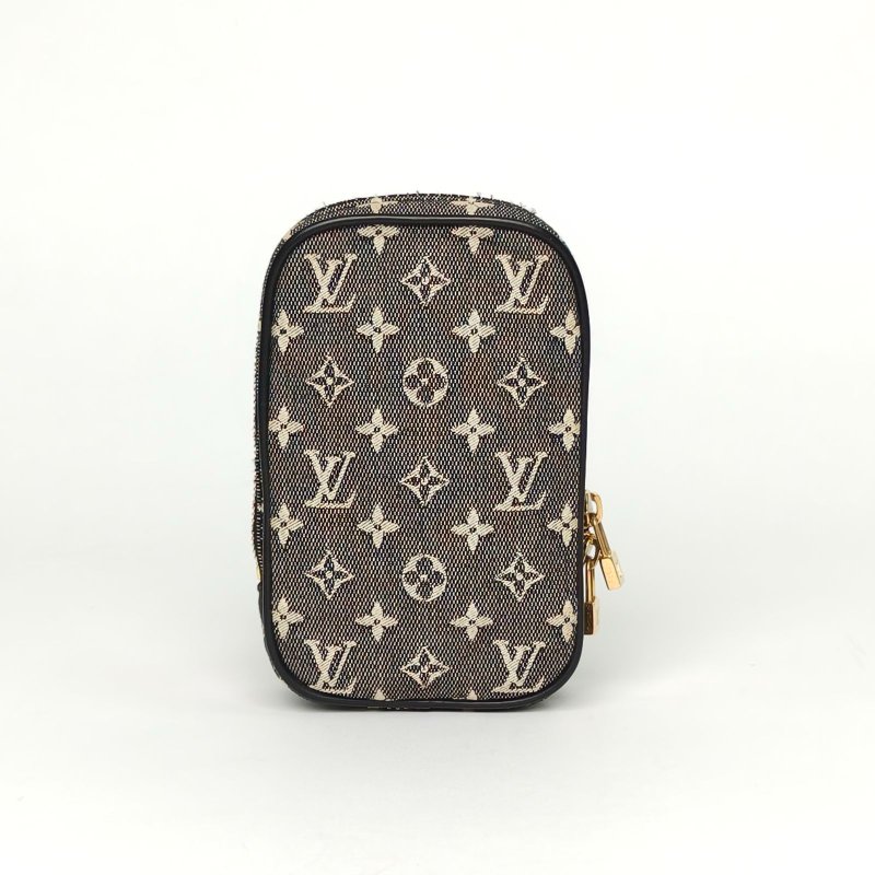LOUIS VUITTON 黑色牛仔布2005中古牛仔丹寧手機包斜挎包mini肩背包-0