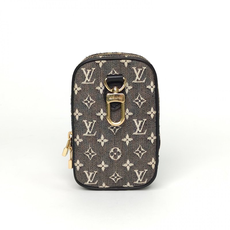 LOUIS VUITTON 黑色牛仔布2005中古牛仔丹寧手機包斜挎包mini肩背包-2