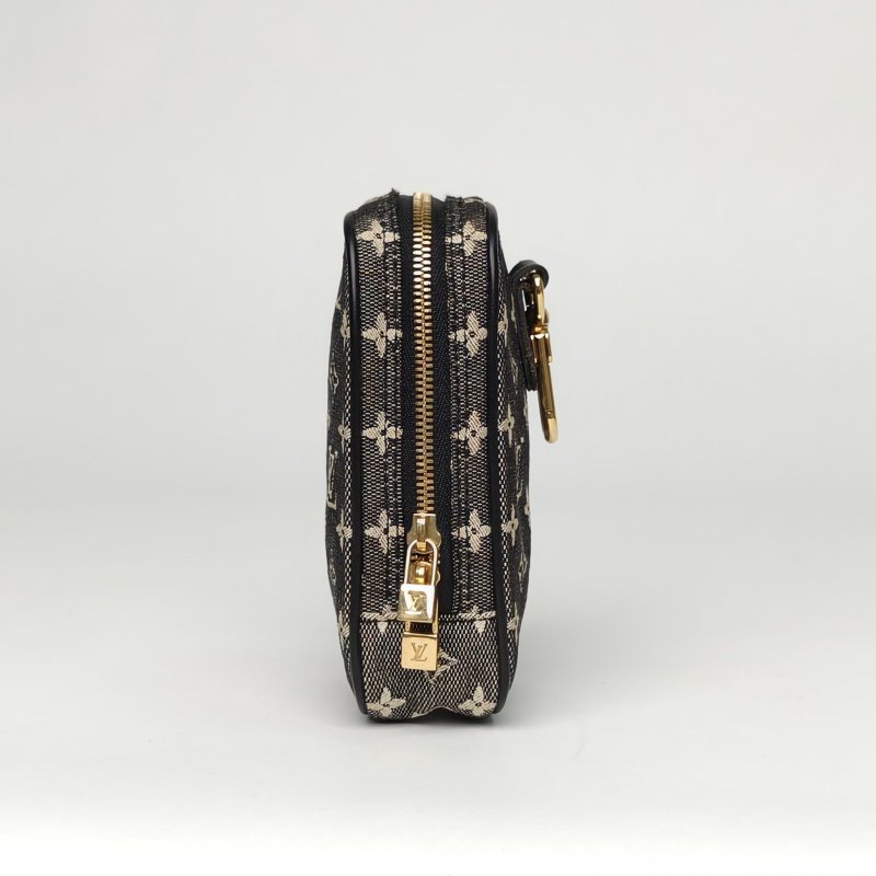 LOUIS VUITTON 黑色牛仔布2005中古牛仔丹寧手機包斜挎包mini肩背包-3