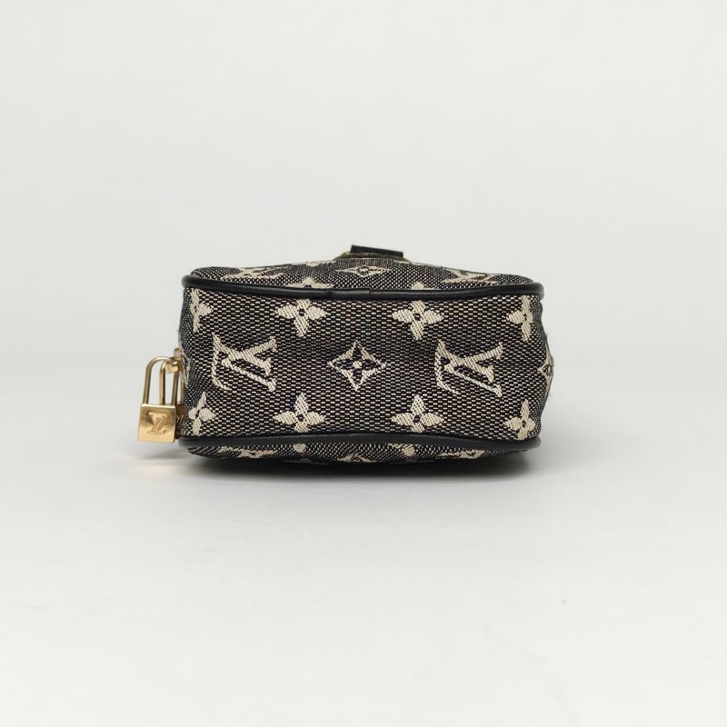 LOUIS VUITTON 黑色牛仔布2005中古牛仔丹寧手機包斜挎包mini肩背包-4