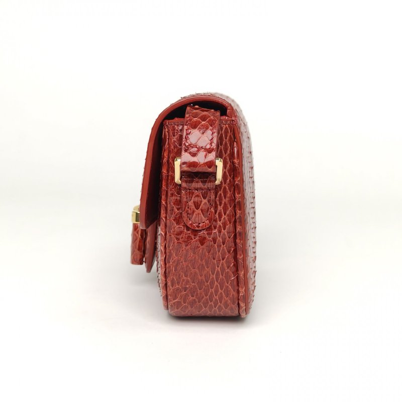 CELINE 紅色蛇皮單肩包肩背包-1