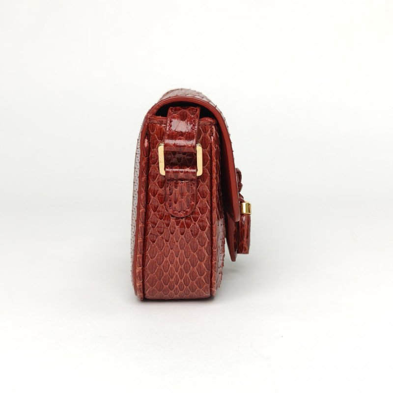 CELINE 紅色蛇皮單肩包肩背包-3