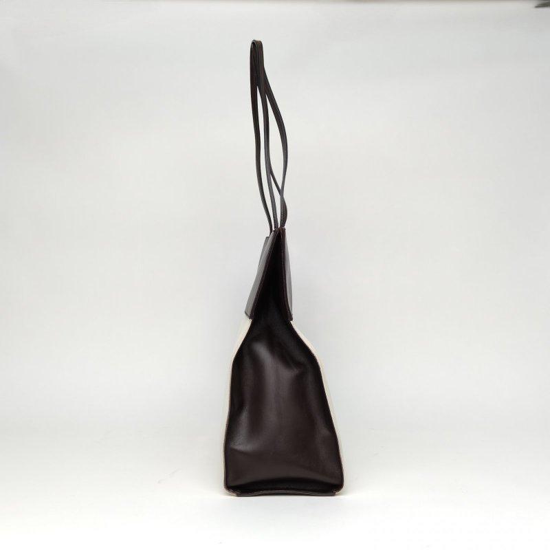 CELINE 拼色牛皮銀扣中古oldceline手提托特包購物袋肩背包-3