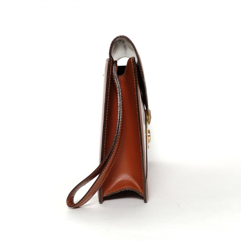 LOEWE 金棕色牛皮中古信封包手拿包肩背包-3