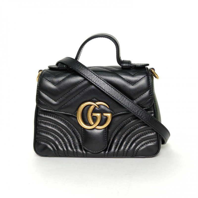 GUCCI GGMarmont手提肩背包Mini21黑色牛皮金扣肩背包-0