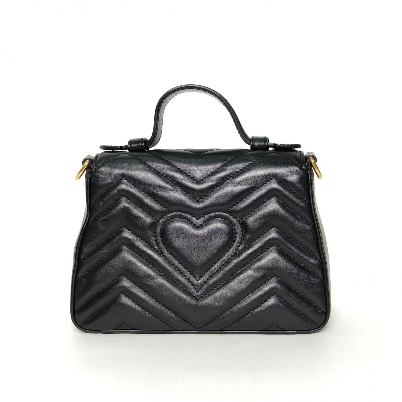 GUCCI GGMarmont手提肩背包Mini21黑色牛皮金扣肩背包-2