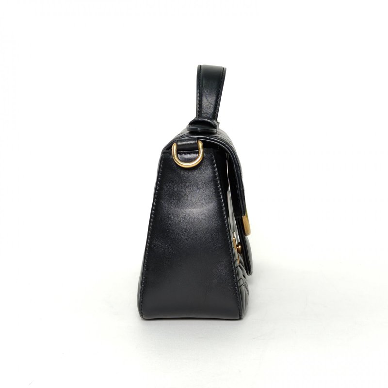 GUCCI GGMarmont手提肩背包Mini21黑色牛皮金扣肩背包-3