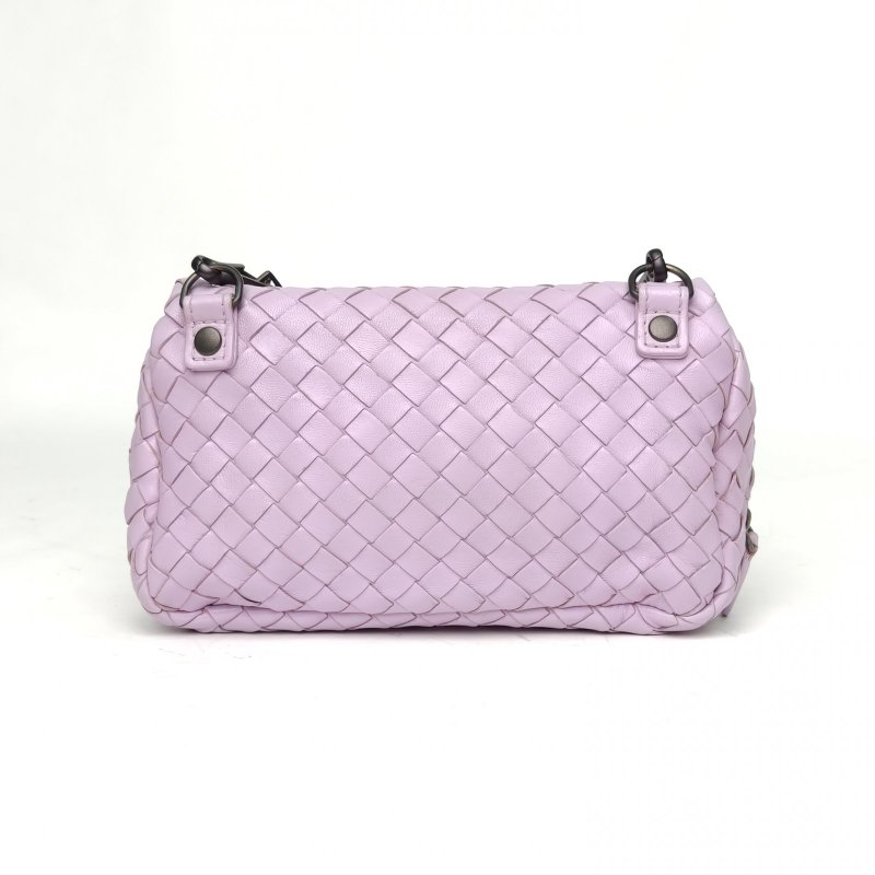 BOTTEGA VENETA Olimpia編織翻蓋斜挎包紫色羊皮mini19肩背包-2