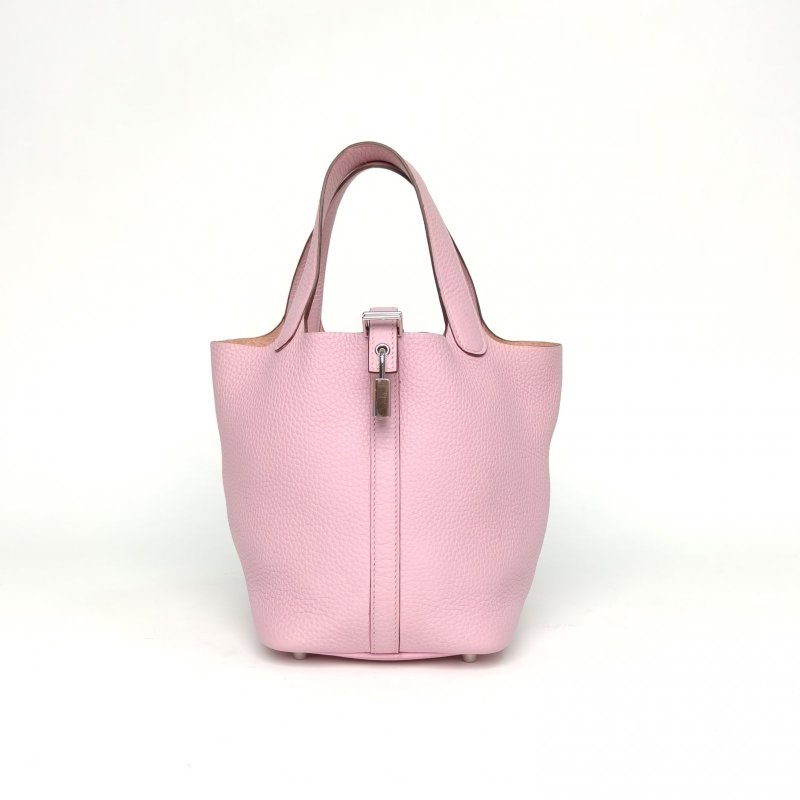 HERMES Picotin18菜籃子X9錦葵紫TC皮Z刻銀扣肩背包-0