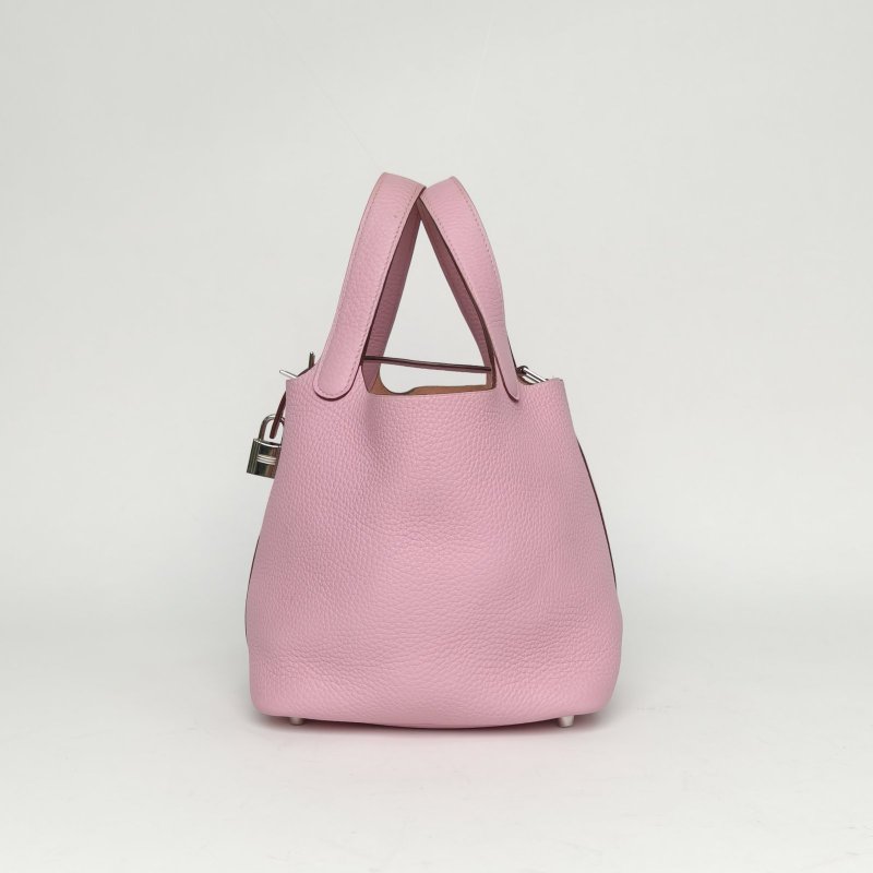 HERMES Picotin18菜籃子X9錦葵紫TC皮Z刻銀扣肩背包-1