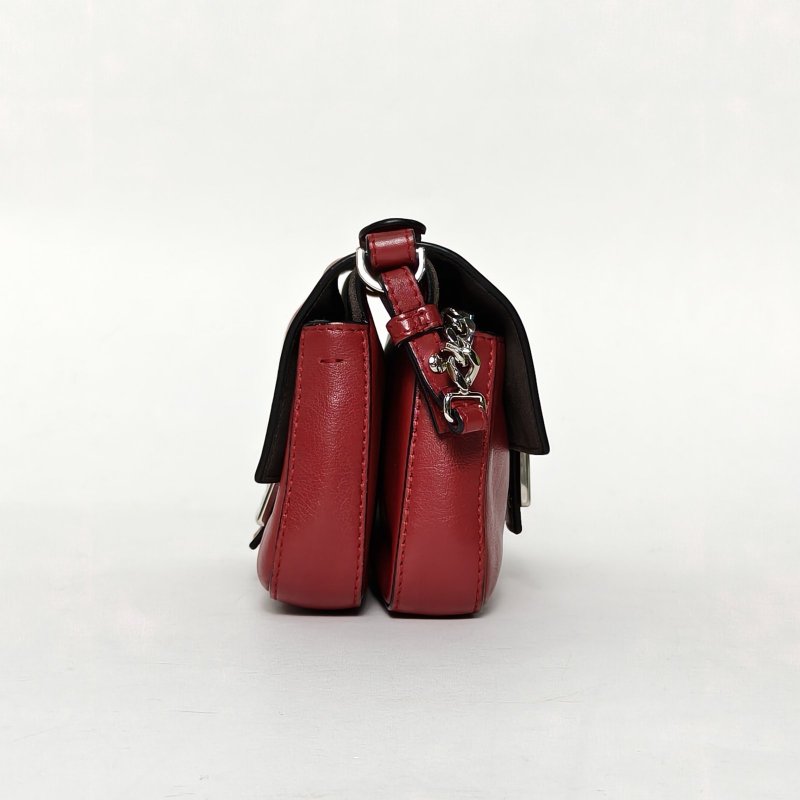 FENDI 紅色牛皮蛇皮銀扣小怪獸法棍包Mini雙面斜挎包/肩背包-1