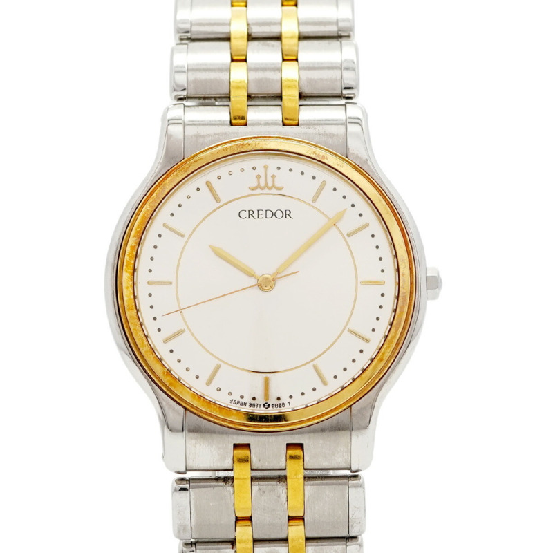 精工 Credor 9571-6020 銀色錶盤男士腕錶-0