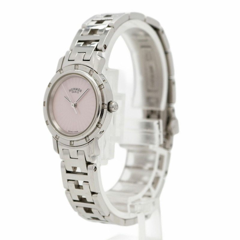 愛馬仕 Clipper Nacré CL4.230 粉紅錶盤女士腕錶-1