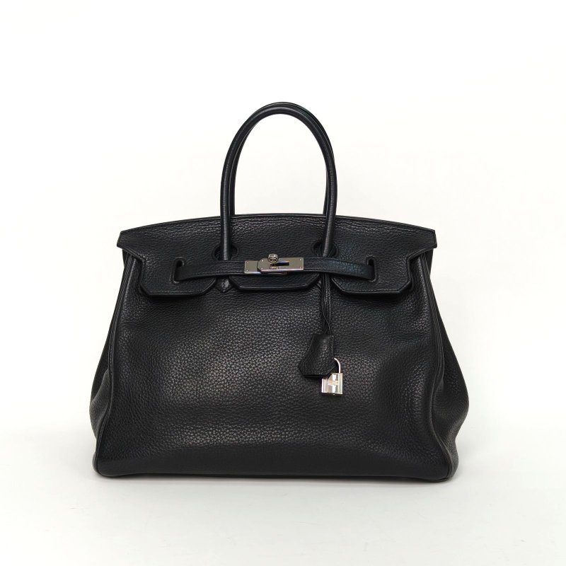 HERMES Birkin3589黑色Togo皮框P銀扣肩背包-0