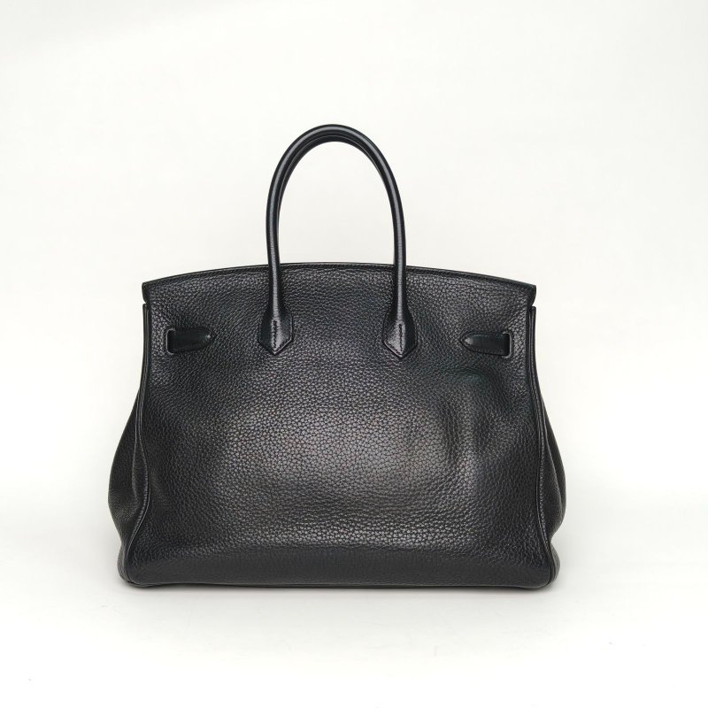HERMES Birkin3589黑色Togo皮框P銀扣肩背包-2