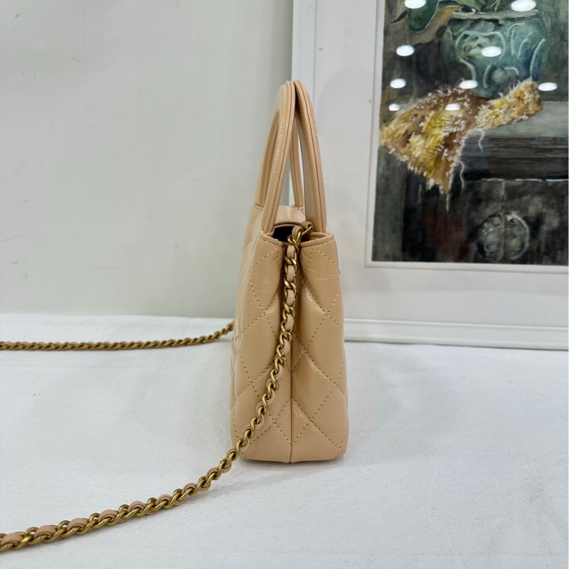 Chanel 香奈兒 25C Kelly 大號 奶茶色 米色，杏色，金扣 copy購證size：13*19*7-3