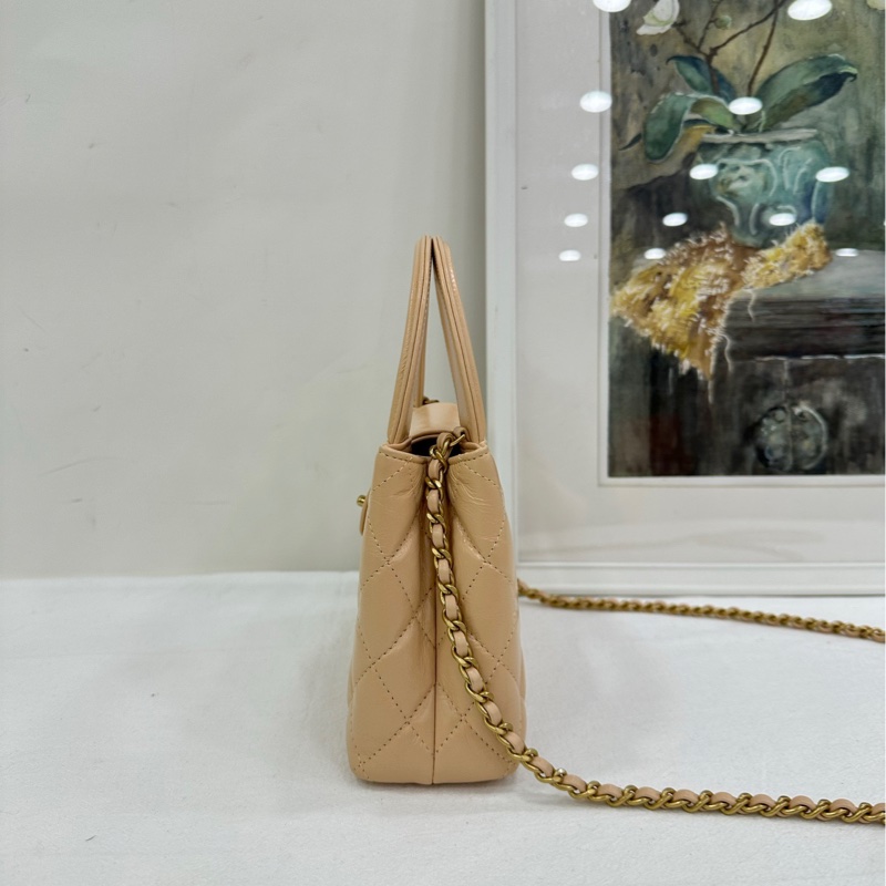 Chanel 香奈兒 25C Kelly 大號 奶茶色 米色，杏色，金扣 copy購證size：13*19*7-4