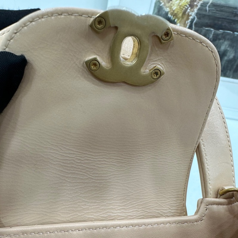 Chanel 香奈兒 25C Kelly 大號 奶茶色 米色，杏色，金扣 copy購證size：13*19*7-7