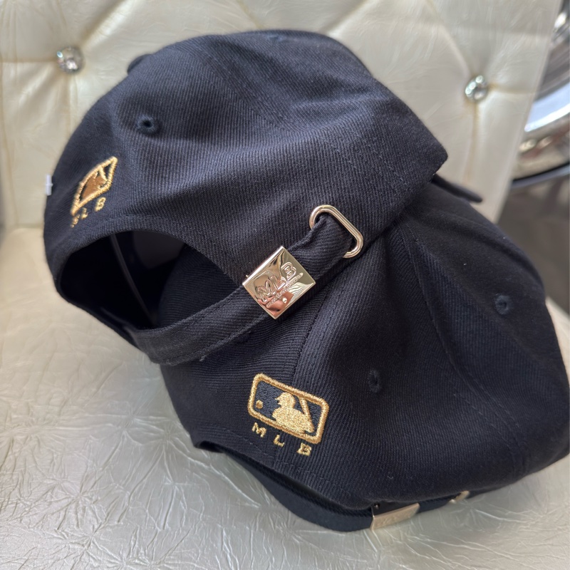 全新韓國MLB黑色金色刺繡棒球帽硬頂 NY LA 紐約洋基隊鴨舌帽洛杉磯道奇隊 Yankees 遮陽帽 老帽-1