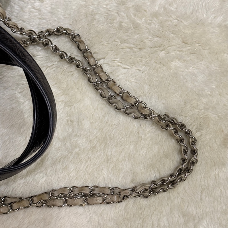 找不到的超級甜價CHANEL 香奈兒 蠟光牛皮 黑色肩背 手提 托特包 通勤包 上班包 媽媽包-9
