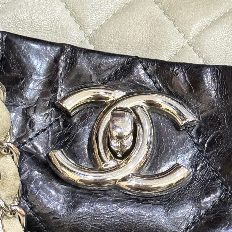 找不到的超級甜價CHANEL 香奈兒 蠟光牛皮 黑色肩背 手提 托特包 通勤包 上班包 媽媽包-23