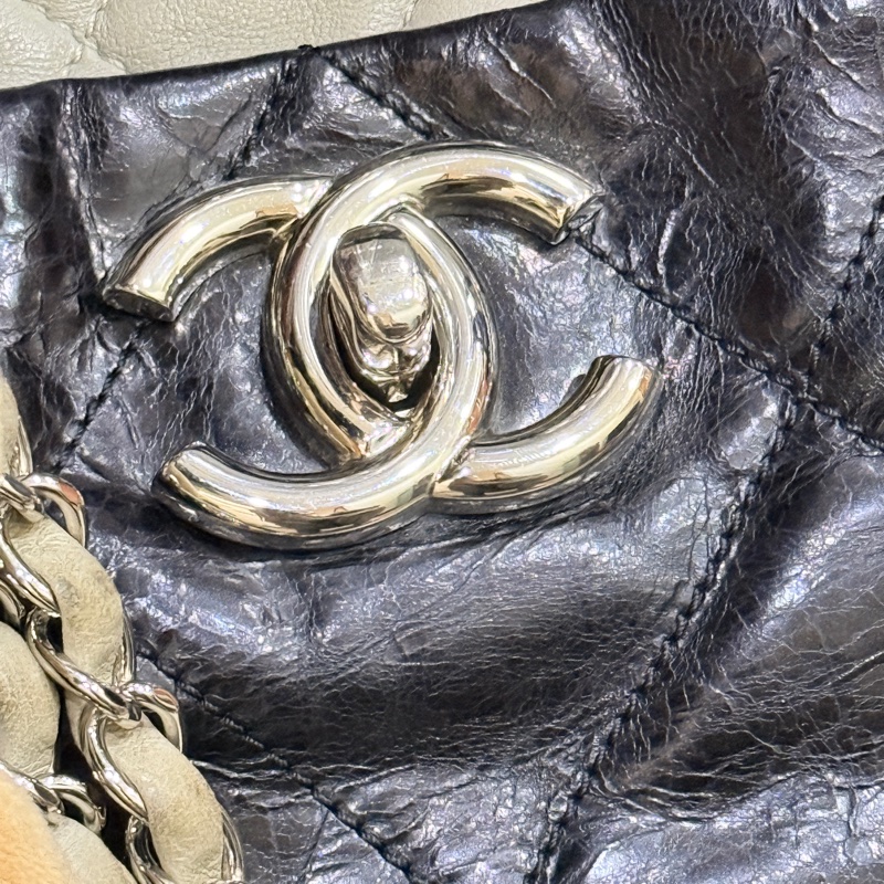 找不到的超級甜價CHANEL 香奈兒 蠟光牛皮 黑色肩背 手提 托特包 通勤包 上班包 媽媽包-24