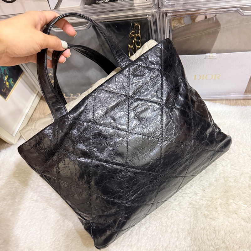找不到的超級甜價CHANEL 香奈兒 蠟光牛皮 黑色肩背 手提 托特包 通勤包 上班包 媽媽包-26