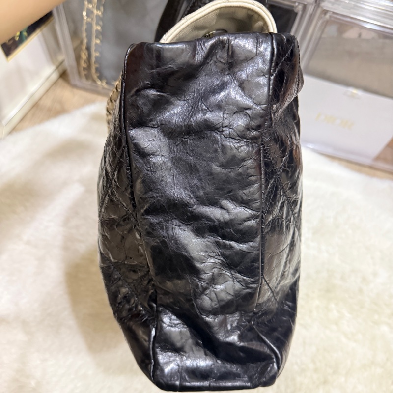 找不到的超級甜價CHANEL 香奈兒 蠟光牛皮 黑色肩背 手提 托特包 通勤包 上班包 媽媽包-28