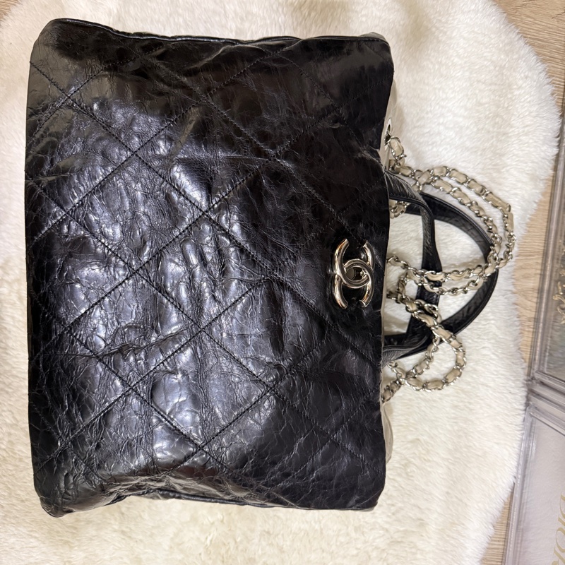 找不到的超級甜價CHANEL 香奈兒 蠟光牛皮 黑色肩背 手提 托特包 通勤包 上班包 媽媽包-30