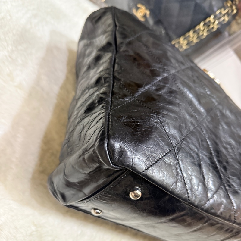 找不到的超級甜價CHANEL 香奈兒 蠟光牛皮 黑色肩背 手提 托特包 通勤包 上班包 媽媽包-33