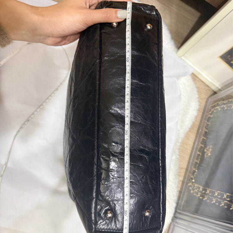 找不到的超級甜價CHANEL 香奈兒 蠟光牛皮 黑色肩背 手提 托特包 通勤包 上班包 媽媽包-12