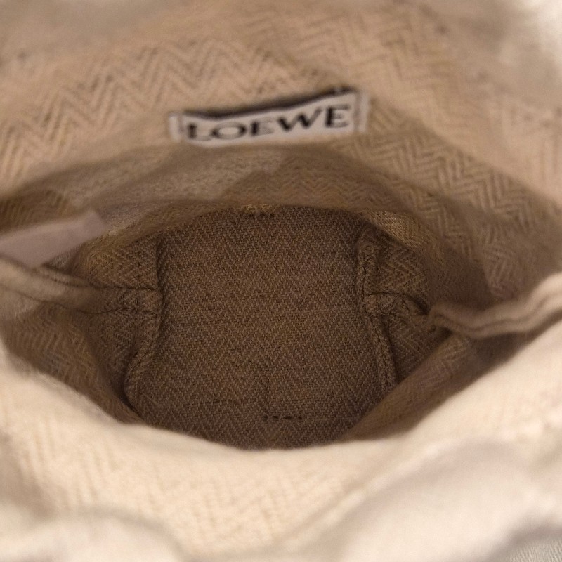 Loewe褐色logo牛皮束口包 手機包 水桶包-3