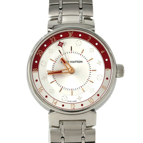 路易威登 Tambour Moon 雙時區 QA106 不銹鋼石英錶