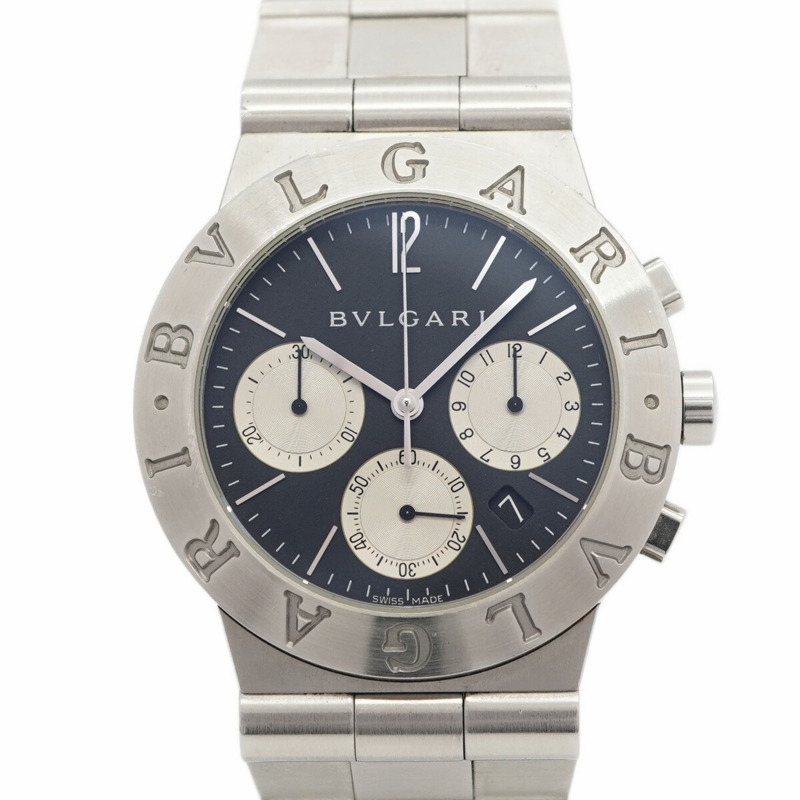 寶格麗 Diagono CH35S 黑色錶盤男士腕錶-0