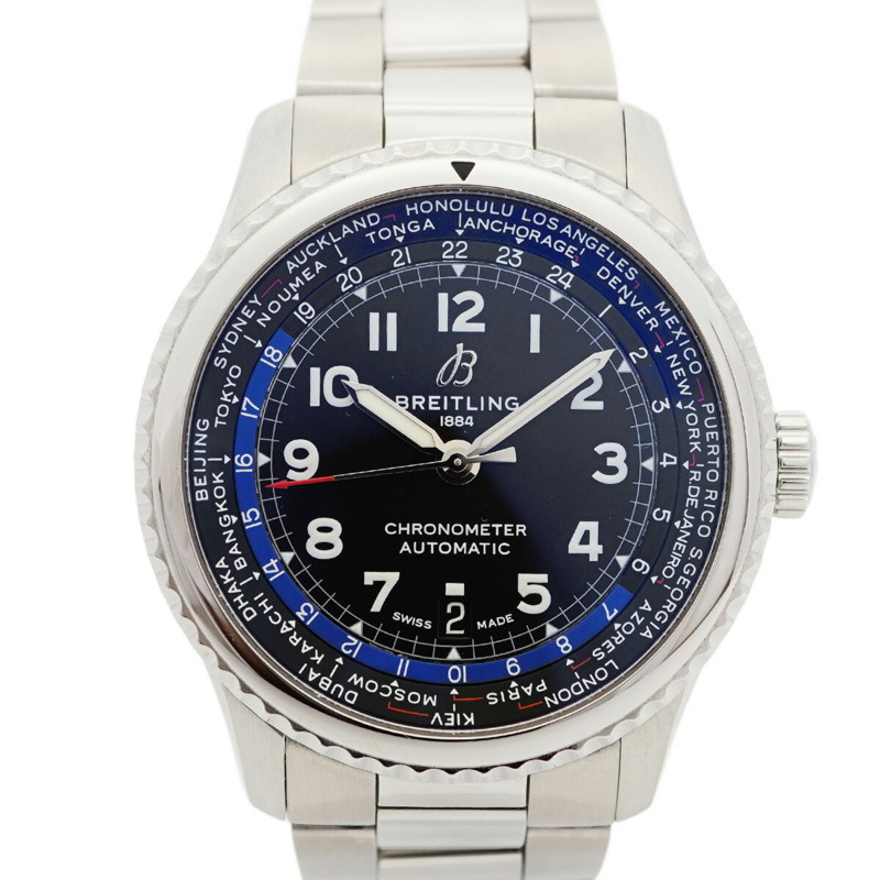 百年靈飛行員8型AB3521黑色錶盤男士腕錶-0