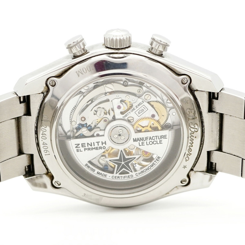 真力時 Chronomaster 03.2040.4061 銀色鏤空錶盤男士腕錶-5