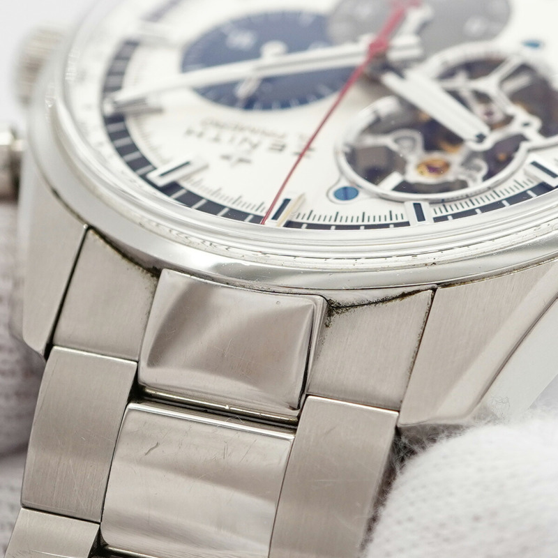 真力時 Chronomaster 03.2040.4061 銀色鏤空錶盤男士腕錶-7