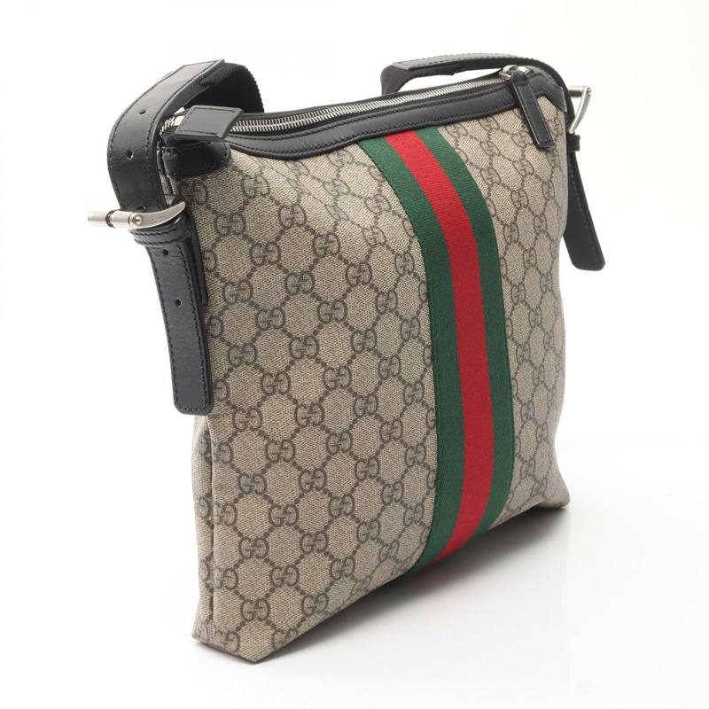 GUCCI Web GG Supreme Messenger Shelly 單肩包 387111 帆布 米色 黑色-1
