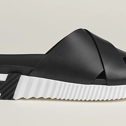 現貨商品 二手商品 專櫃正貨 HERMES 經典男版黑色拖鞋 尺寸44.5公分-45公分可穿-2