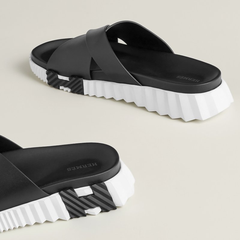 現貨商品 二手商品 專櫃正貨 HERMES 經典男版黑色拖鞋 尺寸44.5公分-45公分可穿-3