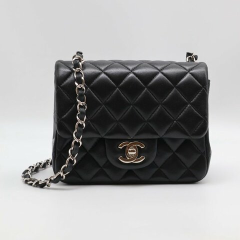 CHANEL 經典口蓋包方胖子 17 - 黑銀27開