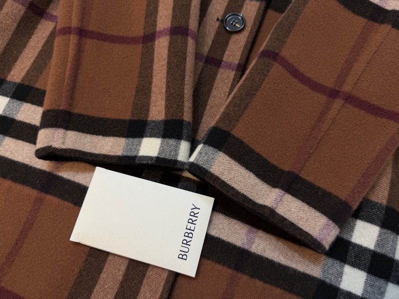 BURBERRY英國雙面樺木棕色格紋羊毛大衣UK4-5