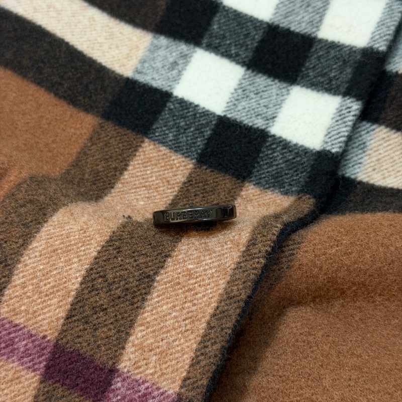 BURBERRY英國雙面樺木棕色格紋羊毛大衣UK4-6